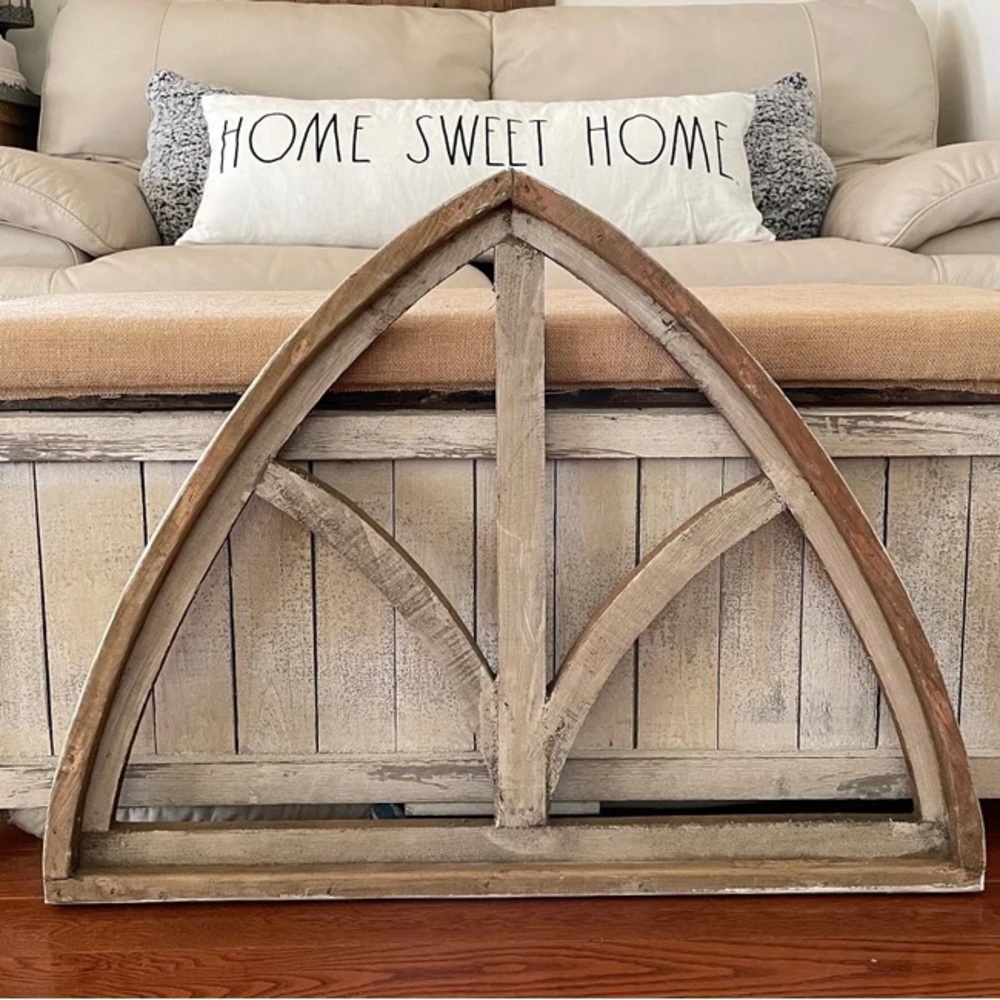 Rustic Farmhouse French Country Cathedral Arch Window Wood Wall Decor